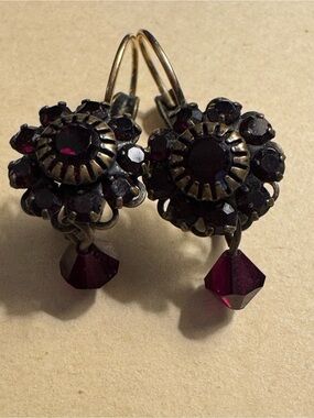 Liz Palacios Red Victorian Swarovski Gothic Crystal Earrings